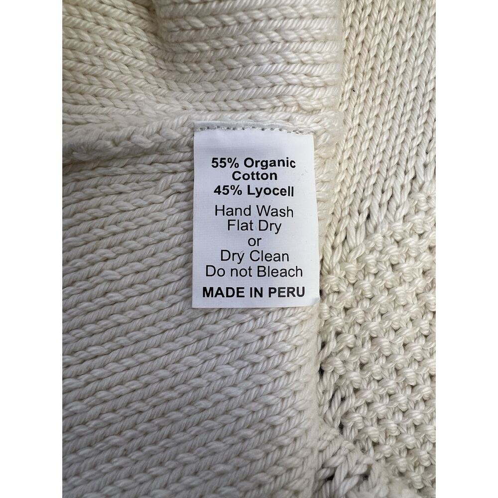 INDIGENOUS Peru Organic Cotton Cable Knit Pullover Sweater Ivory Women’s L - Picture 11 of 11
